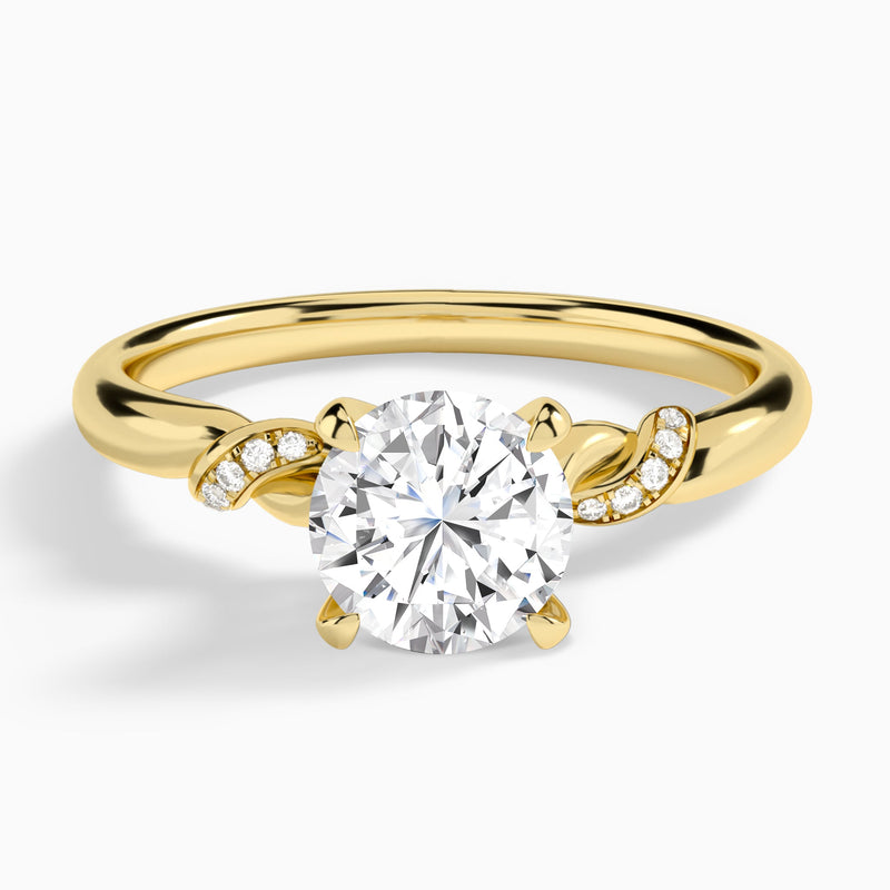 Round Twisted Knot Lab Grown Diamond Engagement Ring In 14K Yellow Gold - Lucenjuri