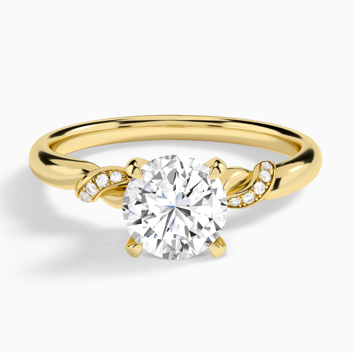 Round Twisted Knot Lab Grown Diamond Engagement Ring In 18K Yellow Gold - Lucenjuri