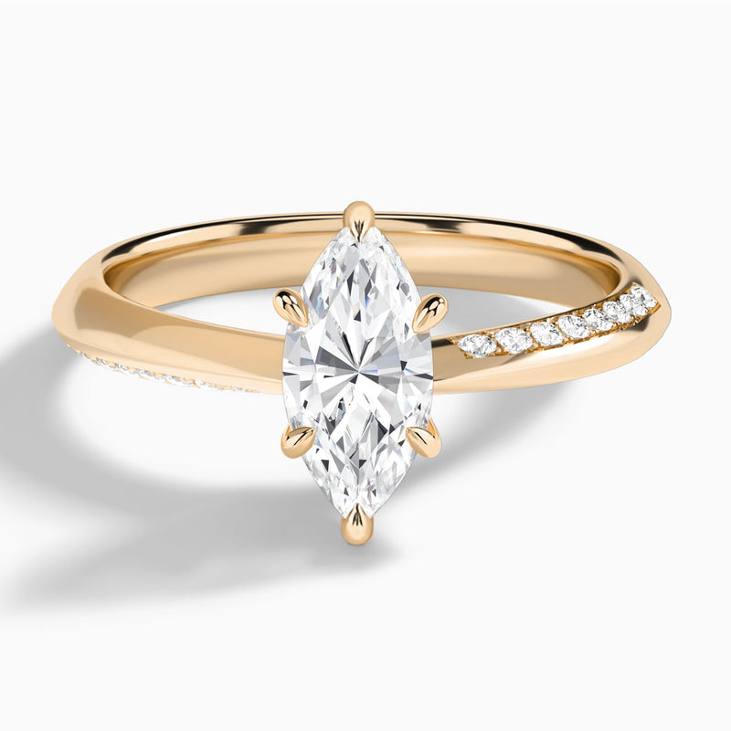 Marquise Adorned Knife Edge Six-Prong Lab Diamond Engagement Ring In 14K Rose Gold - Lucenjuri