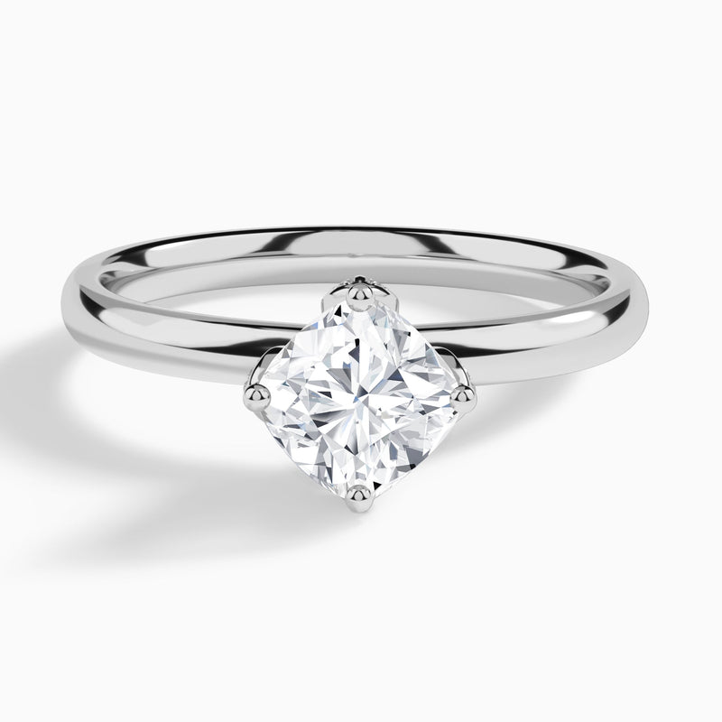 Cushion Adorned Mystique Halo Lab Diamond Engagement Ring In 18K White Gold - Lucenjuri