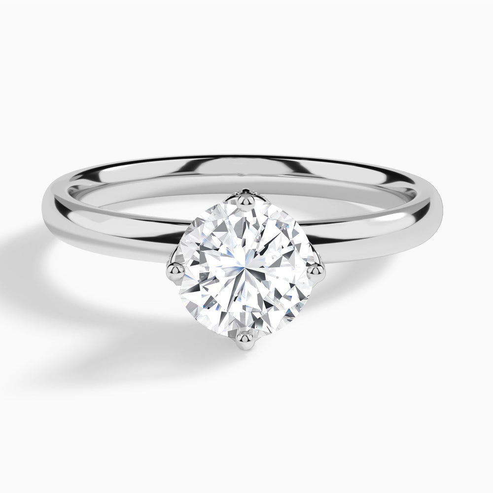 Round Adorned Mystique Halo Lab Diamond Engagement Ring In 14K White Gold - Lucenjuri