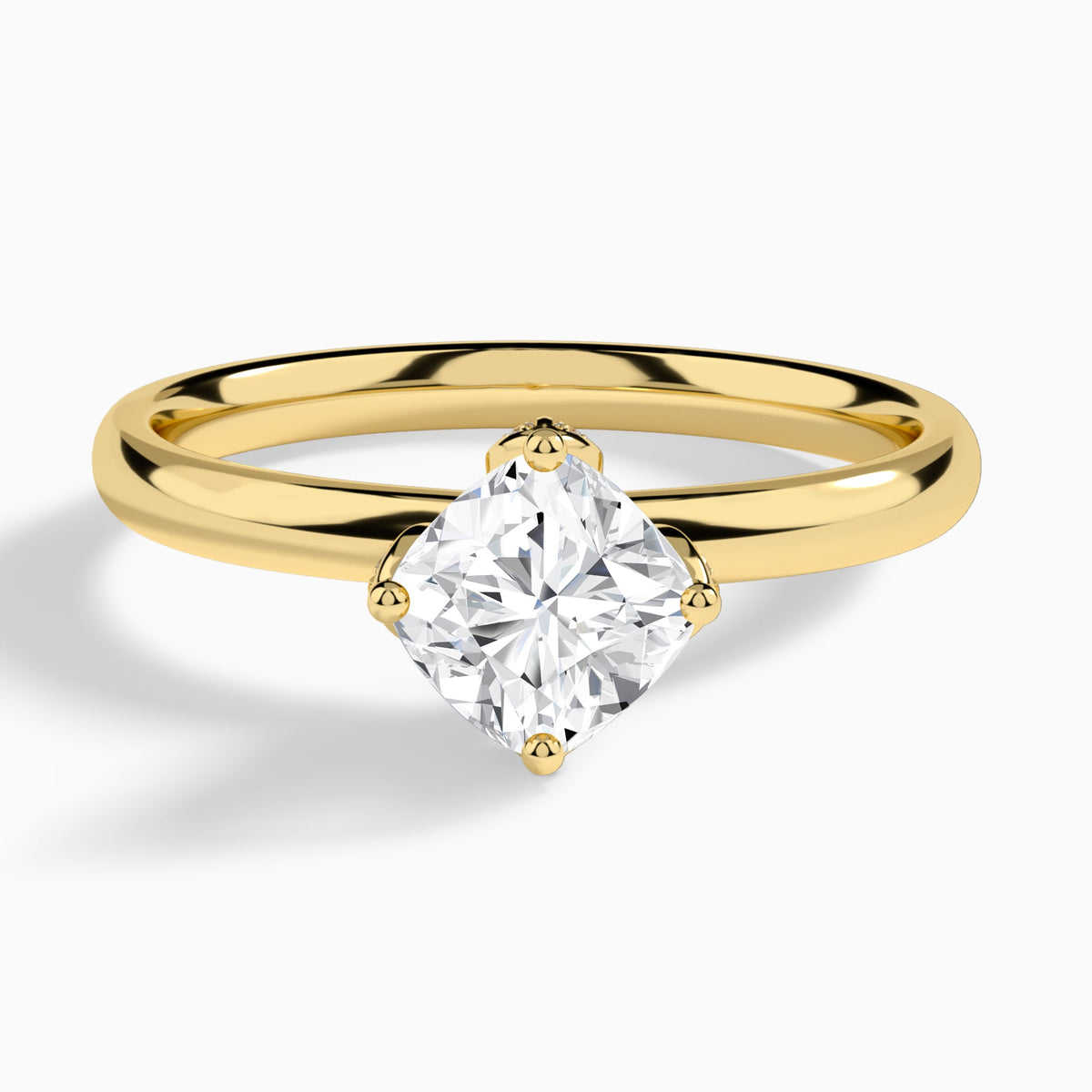 Cushion Adorned Mystique Halo Lab Diamond Engagement Ring In 18K Yellow Gold - Lucenjuri