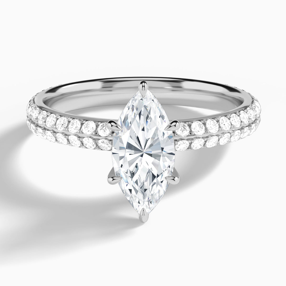 Marquise Hidden Halo Pavé Lab Diamond Engagement Ring In Platinum - Lucenjuri