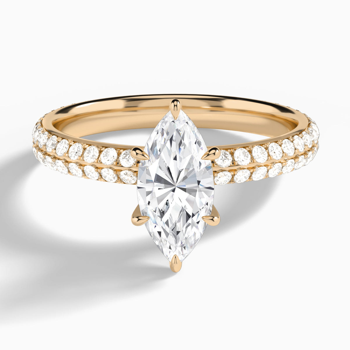 Marquise Hidden Halo Pavé Lab Diamond Engagement Ring In 14K Rose Gold - Lucenjuri
