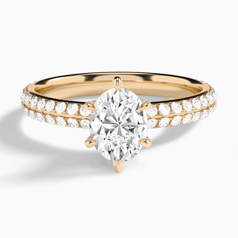 Oval Hidden Halo Pavé Lab Diamond Engagement Ring In 14K Rose Gold - Lucenjuri