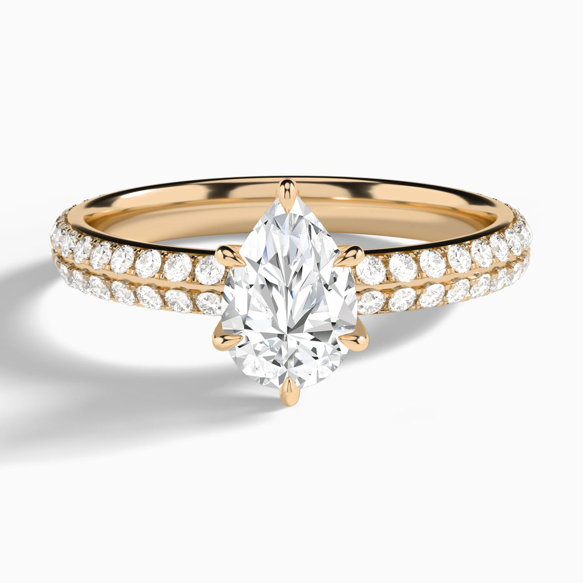 Pear Hidden Halo Pavé Lab Diamond Engagement Ring In 14K Rose Gold - Lucenjuri