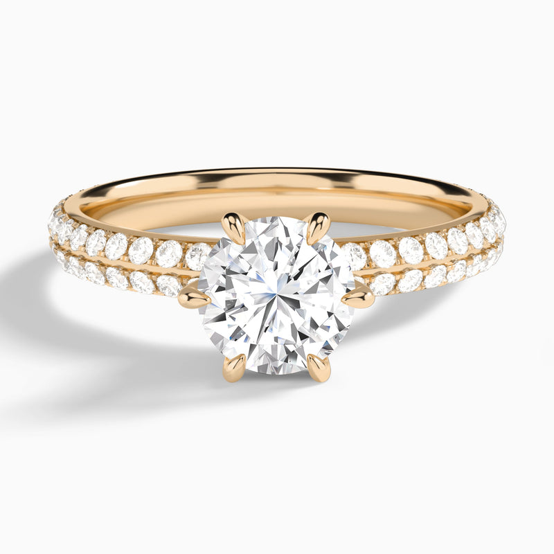 Round Hidden Halo Pavé Lab Diamond Engagement Ring In 14K Rose Gold - Lucenjuri