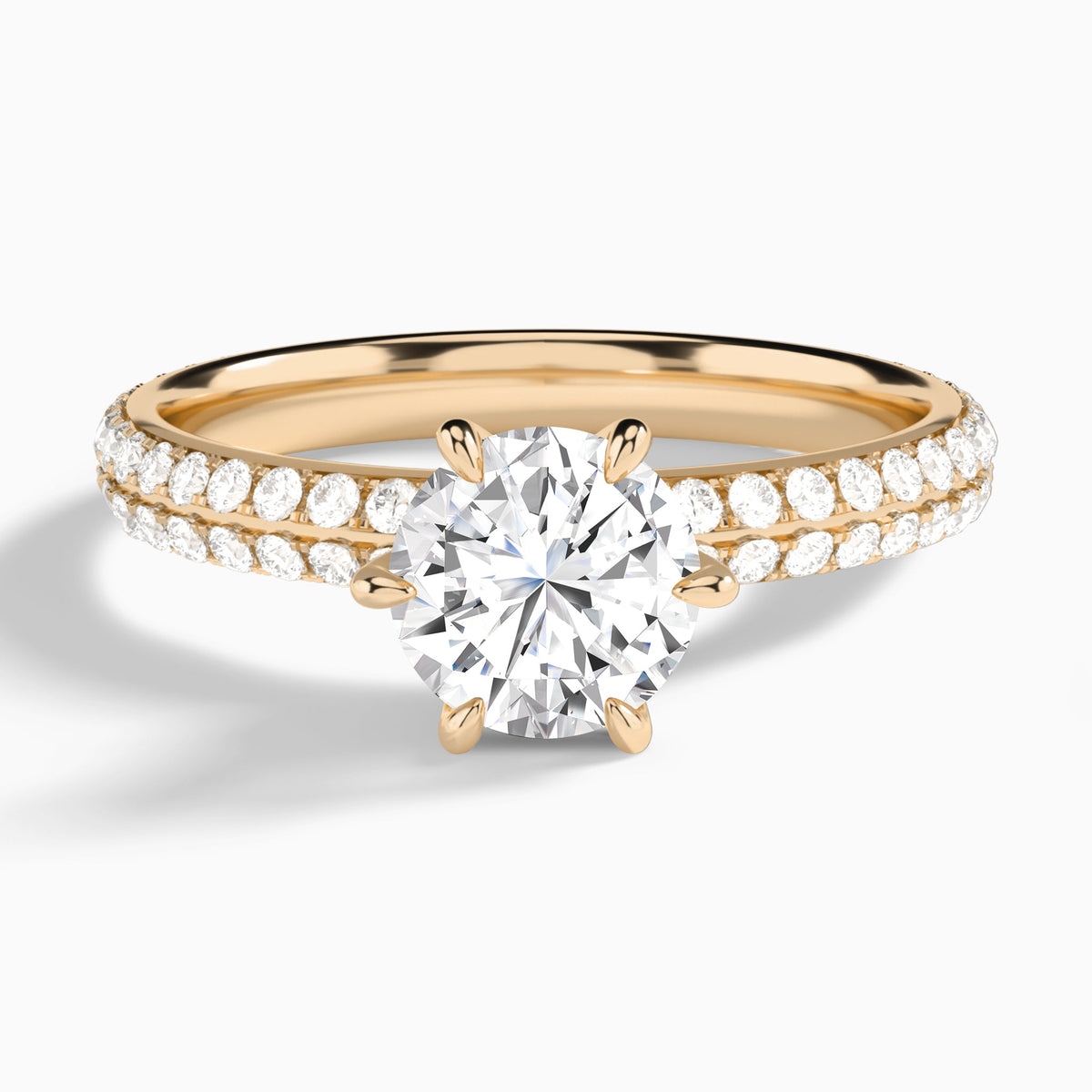 Round Hidden Halo Pavé Lab Diamond Engagement Ring In 14K Rose Gold - Lucenjuri