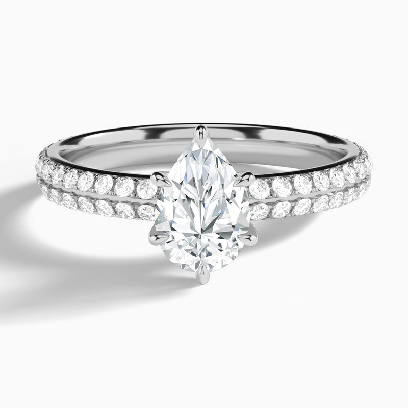 Pear Hidden Halo Pavé Lab Diamond Engagement Ring In 14K White Gold - Lucenjuri