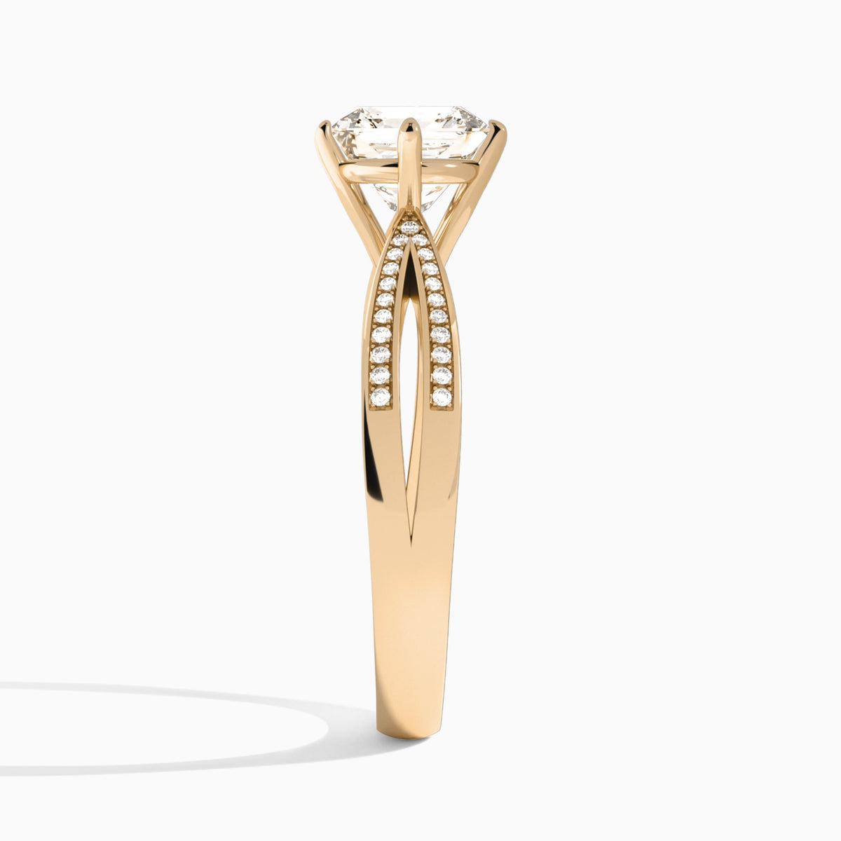 Asscher Darcy Lab Grown Diamond Engagement Ring In 14K Rose Gold, Side View