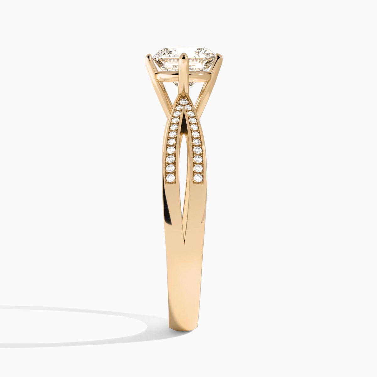 Cushion Darcy Lab Grown Diamond Engagement Ring In 14K Rose Gold, Side View