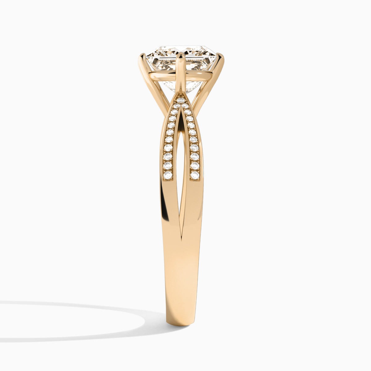 Princess Darcy Lab Grown Diamond Engagement Ring In 14K Rose Gold, Side View