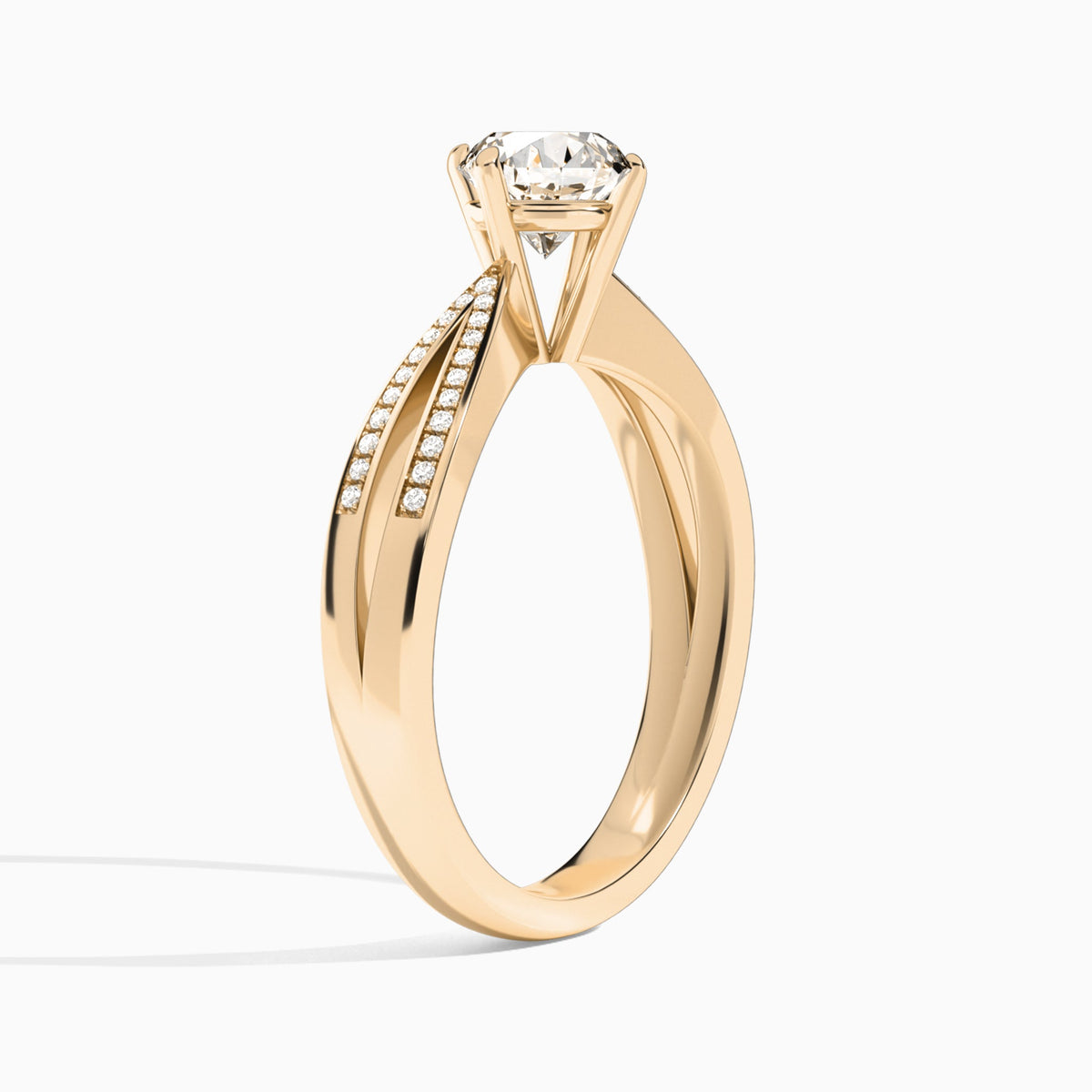 Round Darcy Lab Grown Diamond Engagement Ring In 14K Rose Gold, Angle View