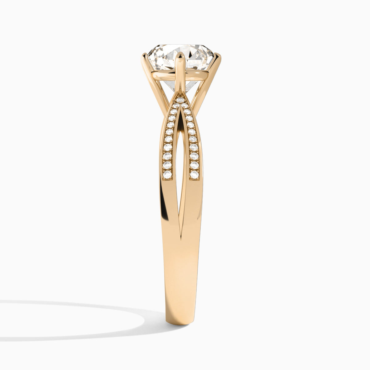 Round Darcy Lab Grown Diamond Engagement Ring In 14K Rose Gold, Side View