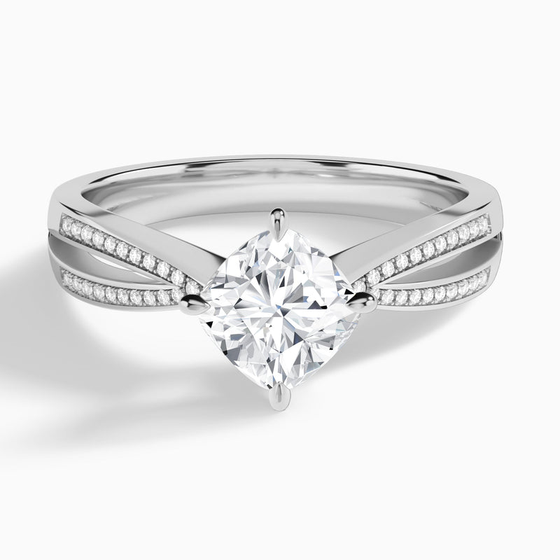 Cushion Darcy Lab Grown Diamond Engagement Ring In 18K White Gold - Lucenjuri