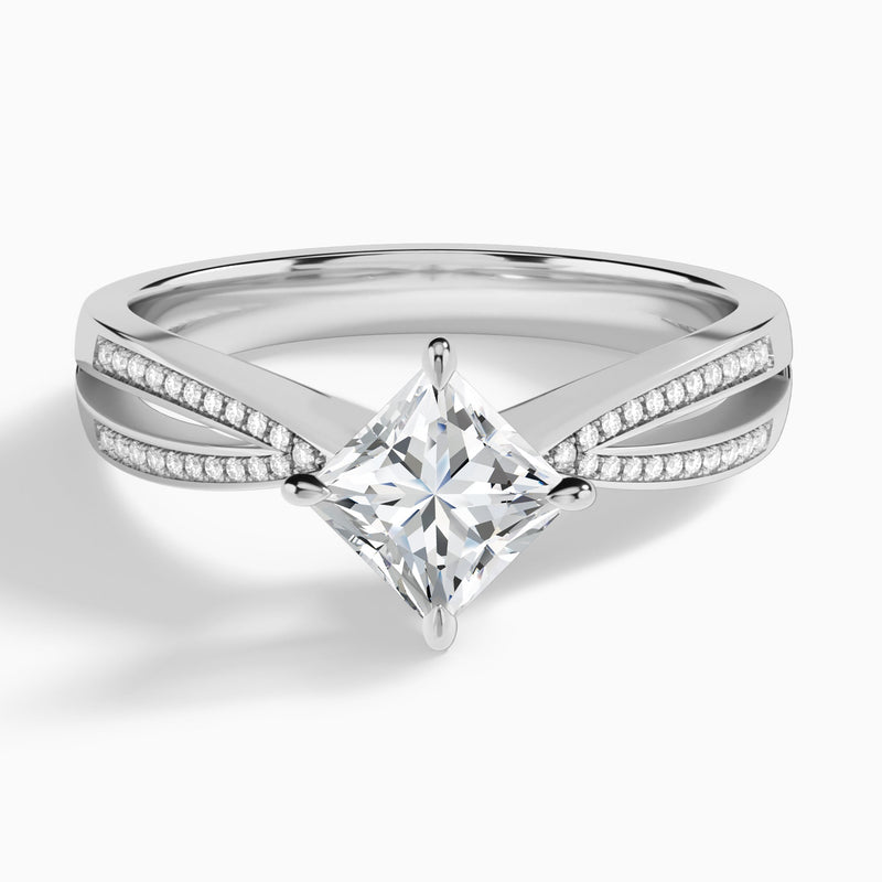 Princess Darcy Lab Grown Diamond Engagement Ring In 14K White Gold - Lucenjuri