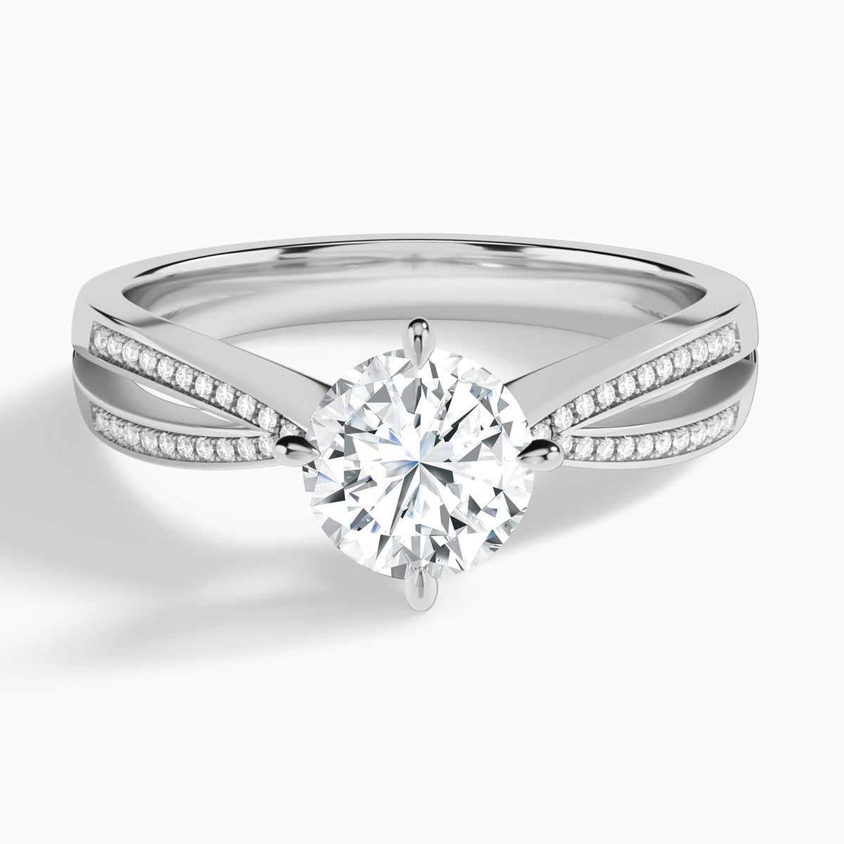 Round Darcy Lab Grown Diamond Engagement Ring In 18K White Gold - Lucenjuri