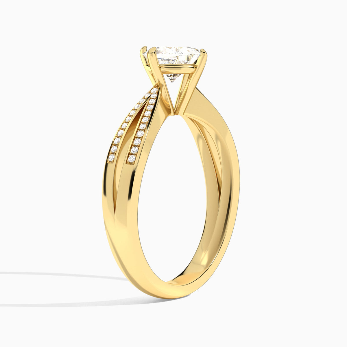 Princess Darcy Lab Grown Diamond Engagement Ring In 14K Yellow Gold, Angle View