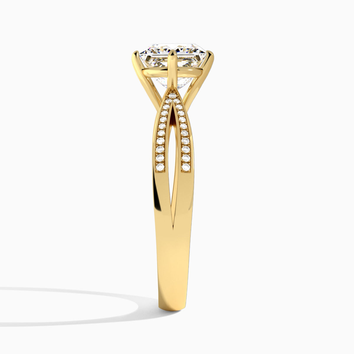 Princess Darcy Lab Grown Diamond Engagement Ring In 14K Yellow Gold, Side View
