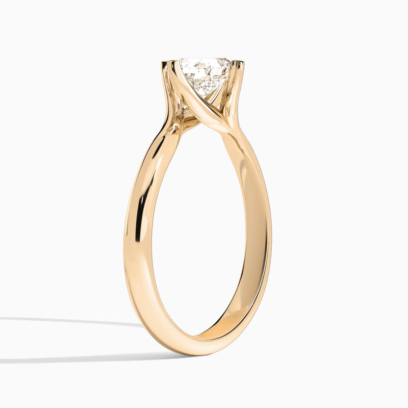 Asscher Iris Lab Grown Diamond Engagement Ring In 14K Rose Gold, Angle View