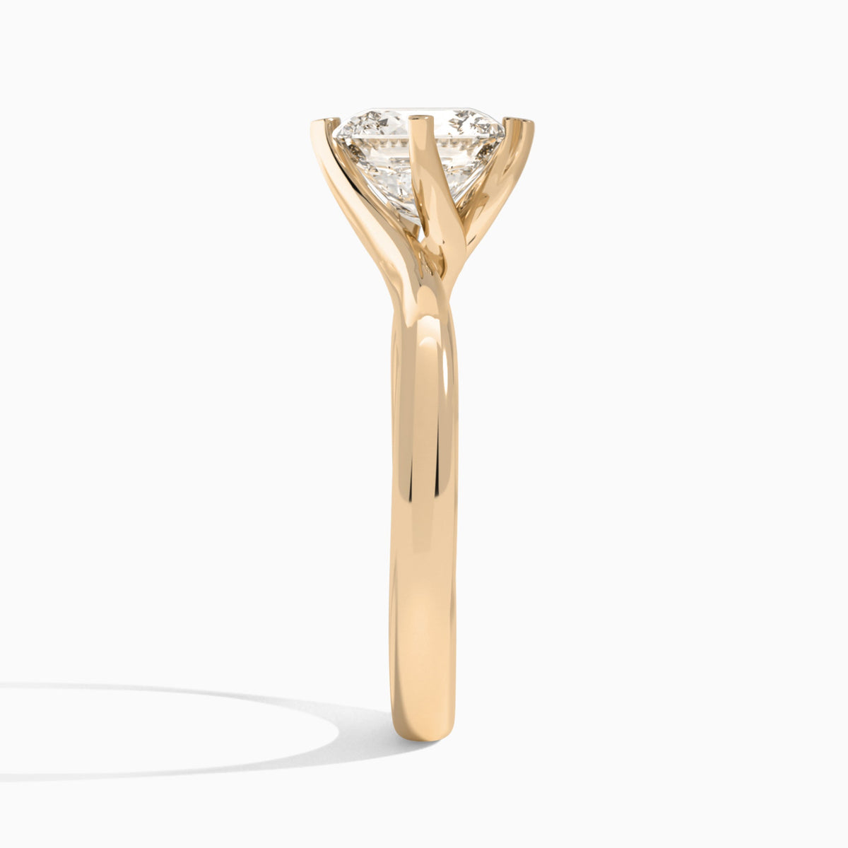 Asscher Iris Lab Grown Diamond Engagement Ring In 14K Rose Gold, Side View