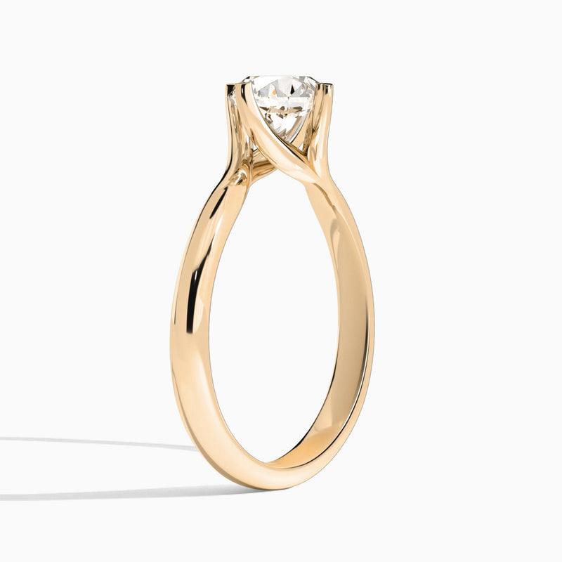 Round Iris Lab Grown Diamond Engagement Ring In 14K Rose Gold, Angle View