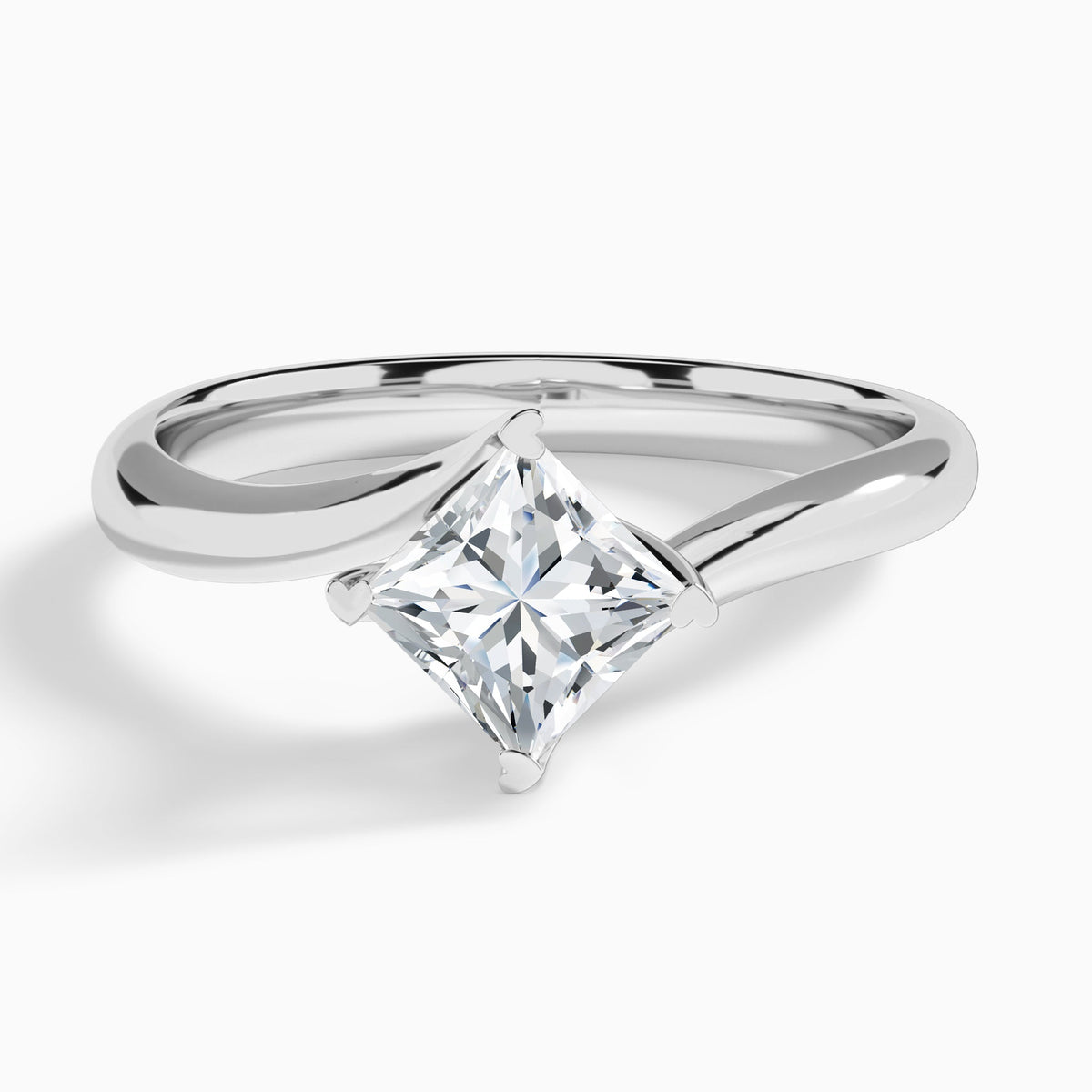 Princess Iris Lab Grown Diamond Engagement Ring In 18K White Gold - Lucenjuri