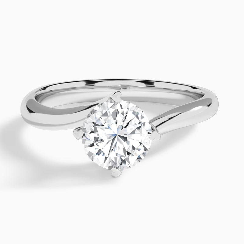 Round Iris Lab Grown Diamond Engagement Ring In 14K White Gold - Lucenjuri
