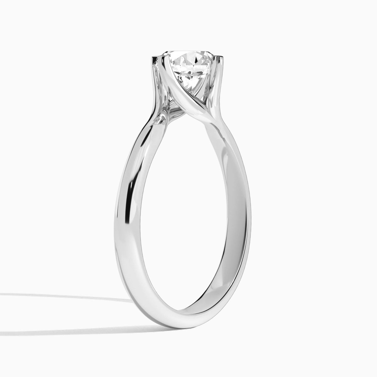 Round Iris Lab Grown Diamond Engagement Ring In 18K White Gold, Angle View