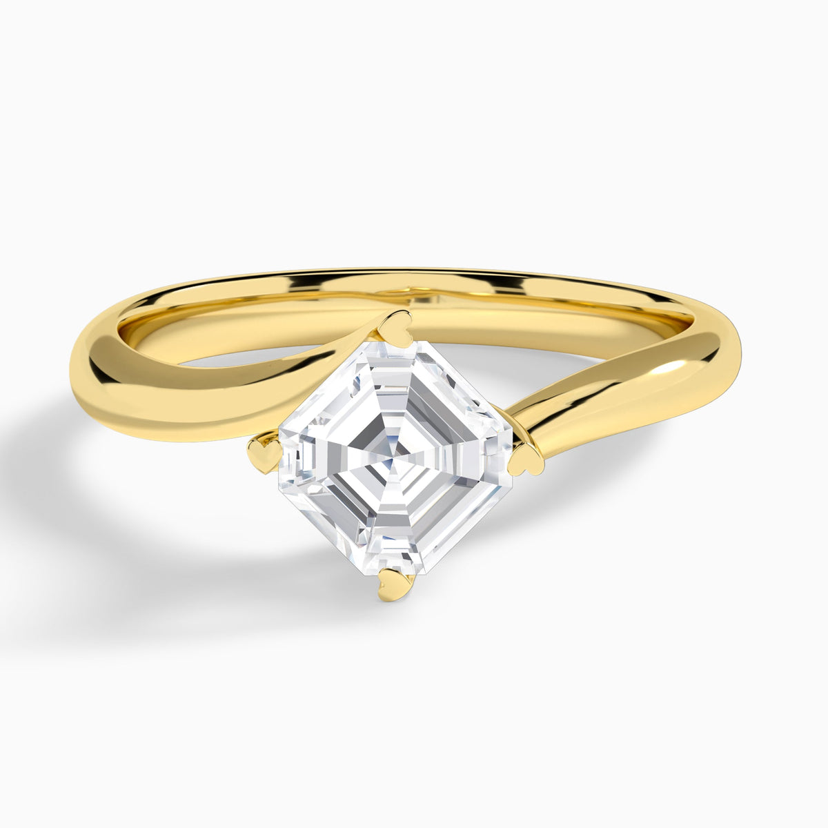 Asscher Iris Lab Grown Diamond Engagement Ring In 14K Yellow Gold - Lucenjuri