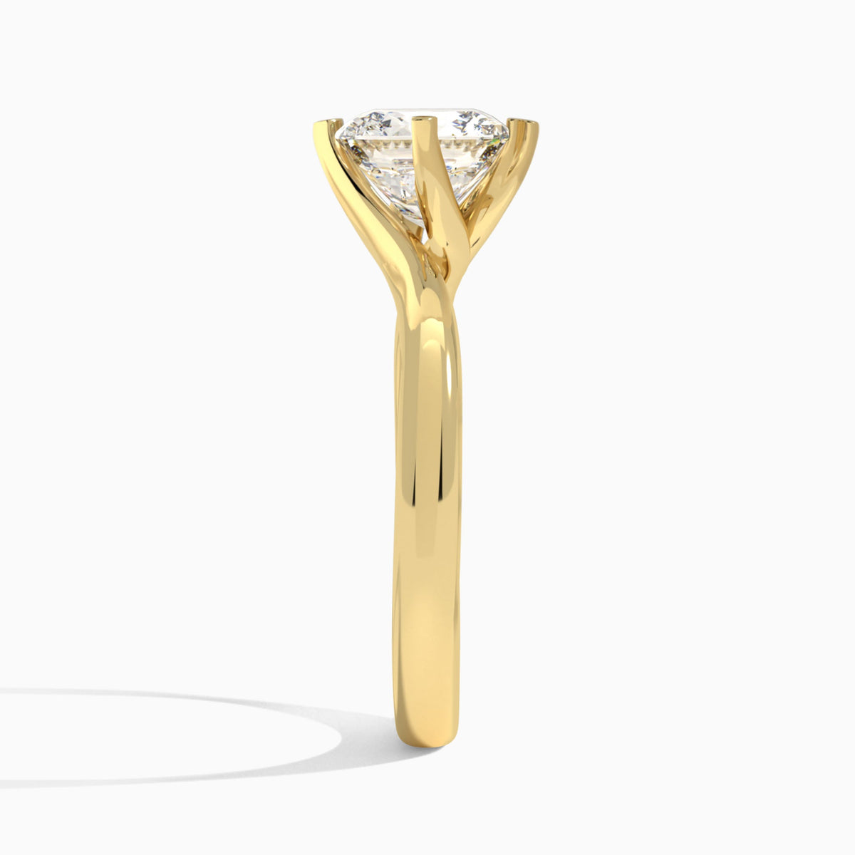 Asscher Iris Lab Grown Diamond Engagement Ring In 18K Yellow Gold, Side View