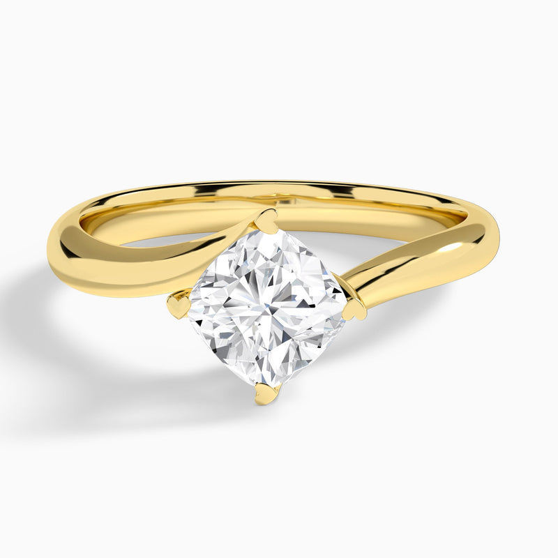 Cushion Iris Lab Grown Diamond Engagement Ring In 18K Yellow Gold - Lucenjuri