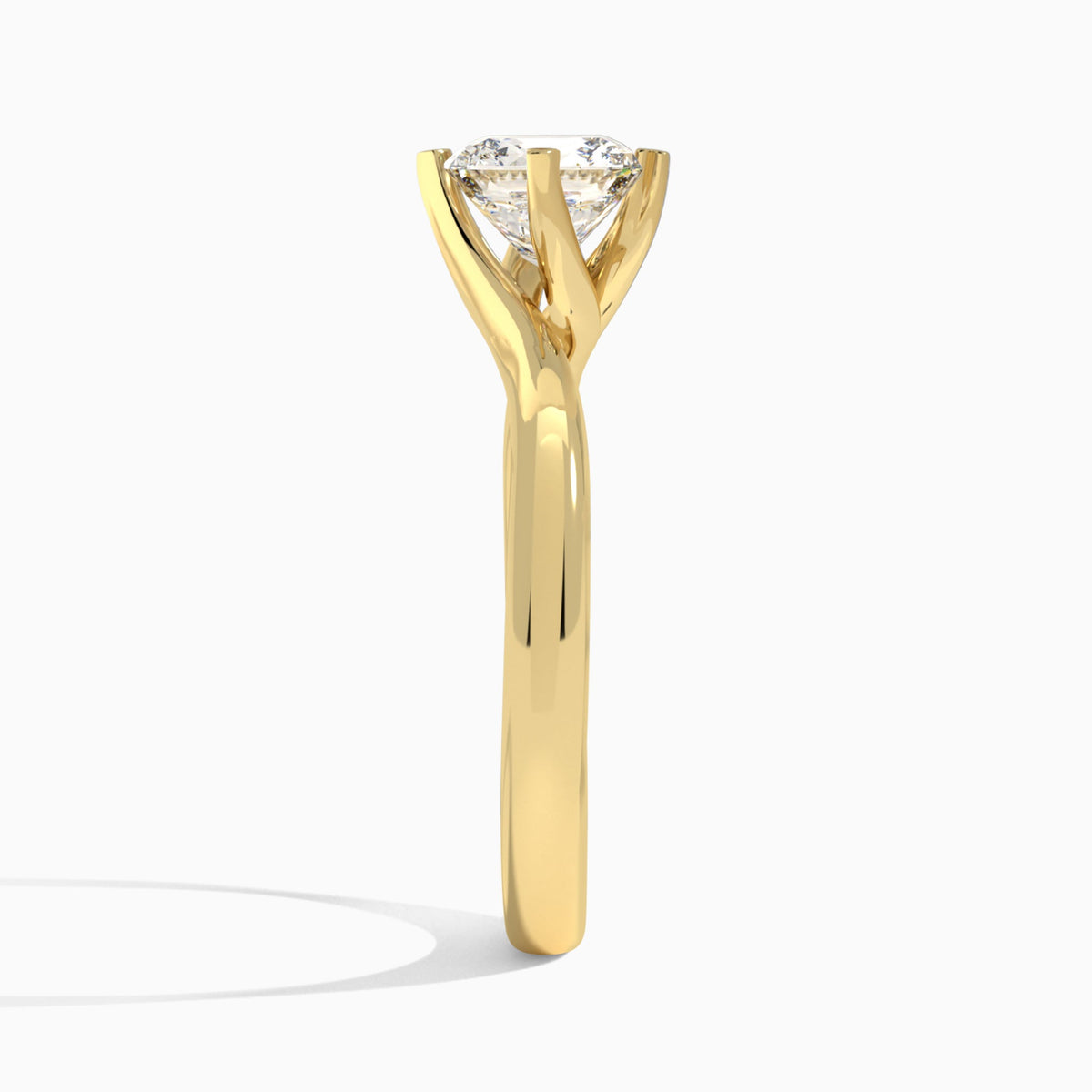 Cushion Iris Lab Grown Diamond Engagement Ring In 18K Yellow Gold, Side View