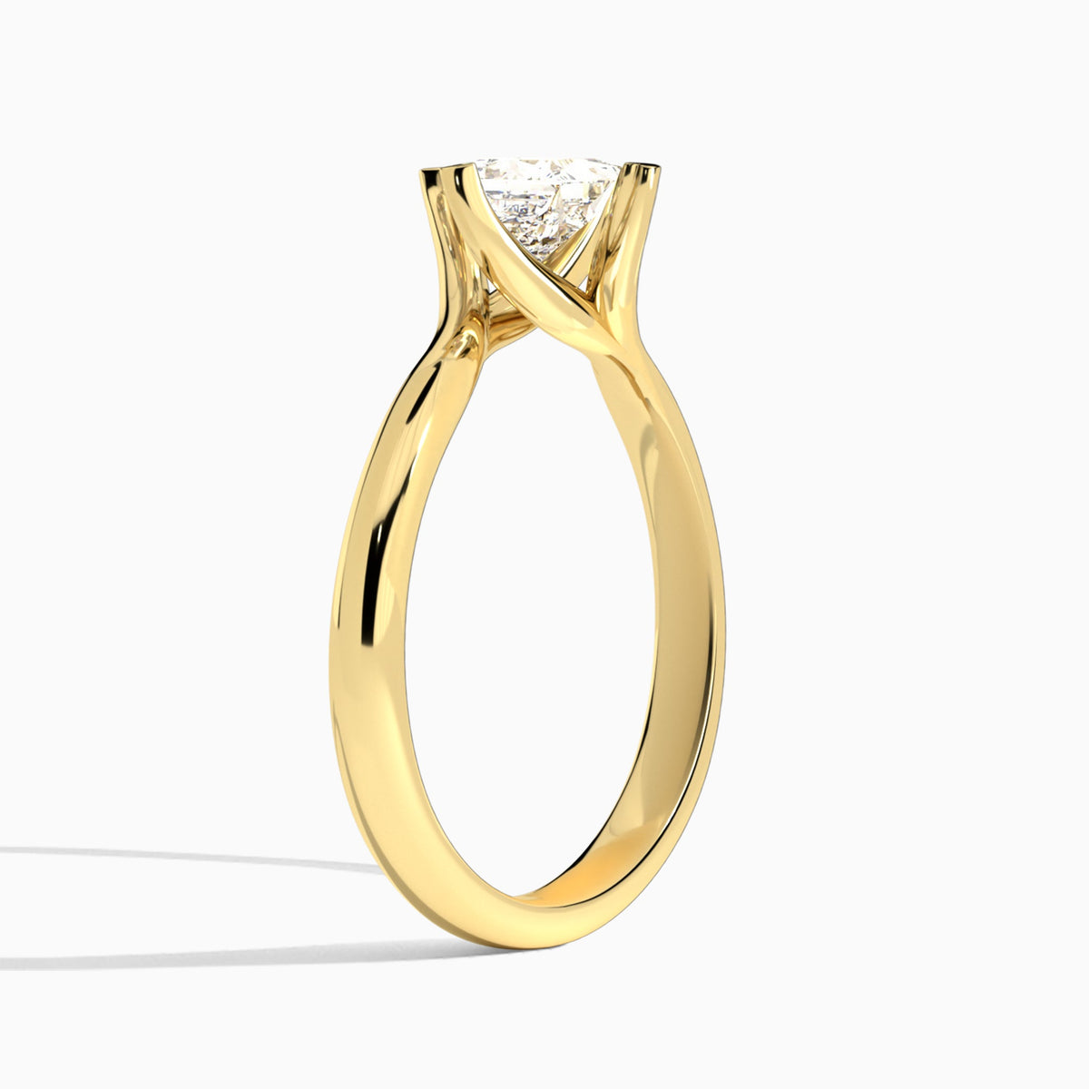 Princess Iris Lab Grown Diamond Engagement Ring In 14K Yellow Gold, Angle View
