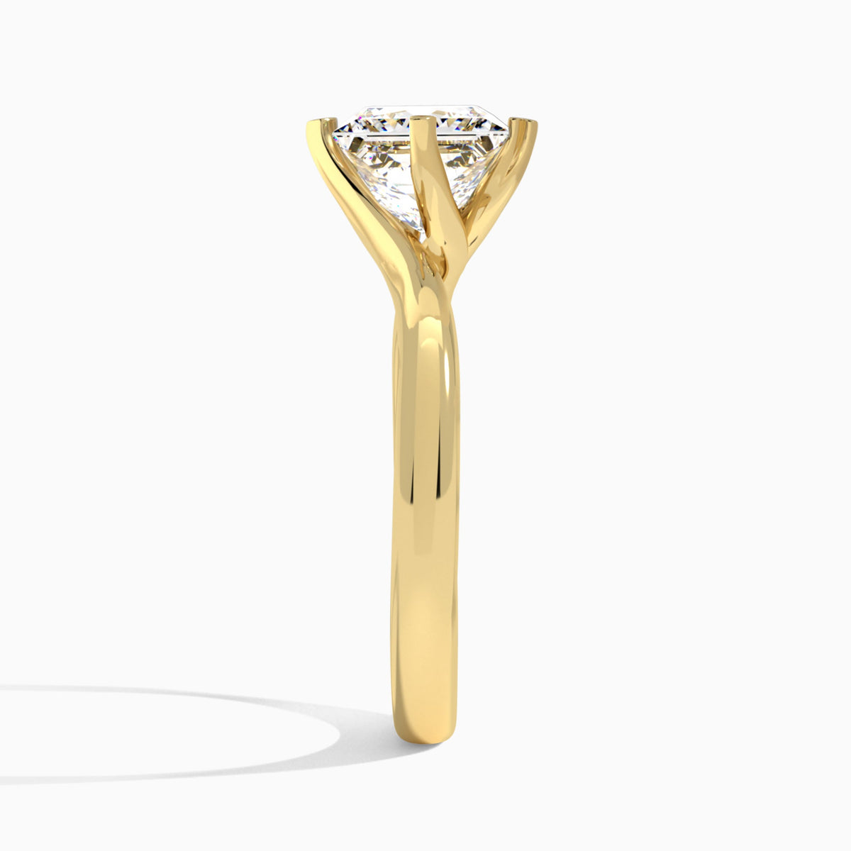 Princess Iris Lab Grown Diamond Engagement Ring In 14K Yellow Gold, Side View