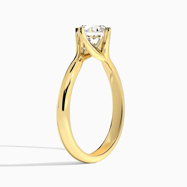 Round Iris Lab Grown Diamond Engagement Ring In 14K Yellow Gold, Angle View
