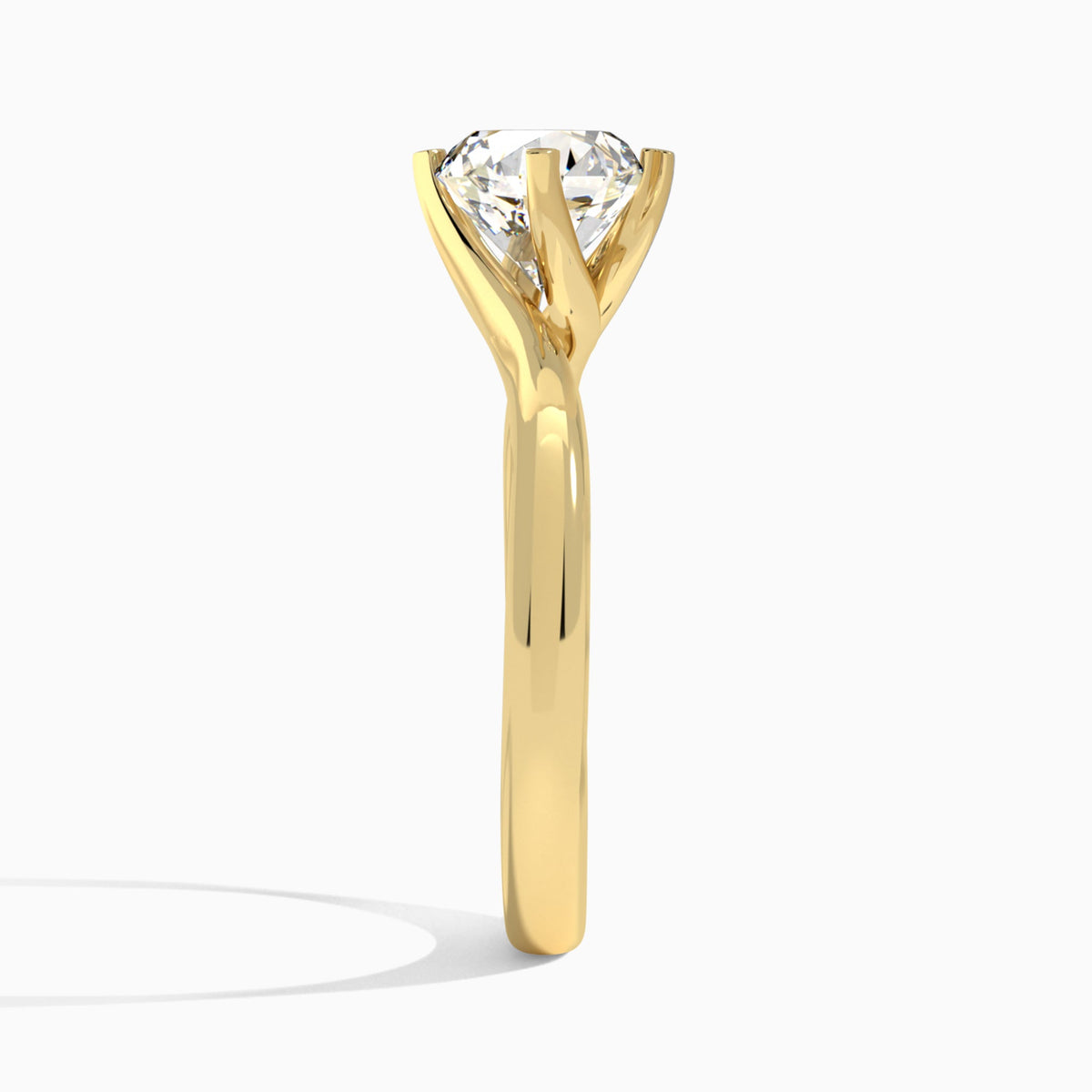 Round Iris Lab Grown Diamond Engagement Ring In 18K Yellow Gold, Side View