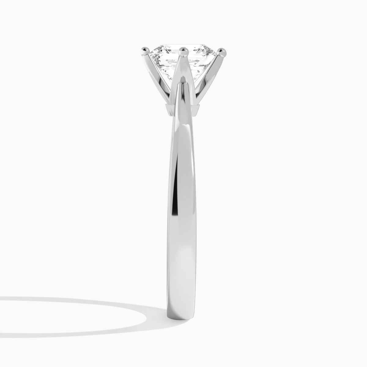 Asscher Petal Aurora Four-Prong Lab Diamond Engagement Ring In Platinum, Side View