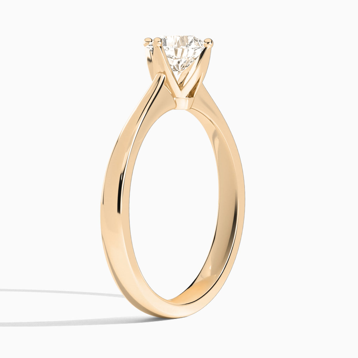 Cushion Petal Aurora Four-Prong Lab Diamond Engagement Ring In 14K Rose Gold, Angle View