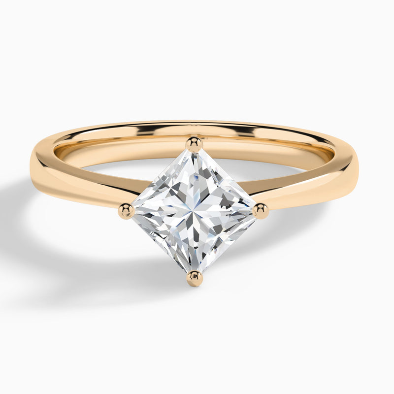 Princess Petal Aurora Four-Prong Lab Diamond Engagement Ring In 14K Rose Gold - Lucenjuri