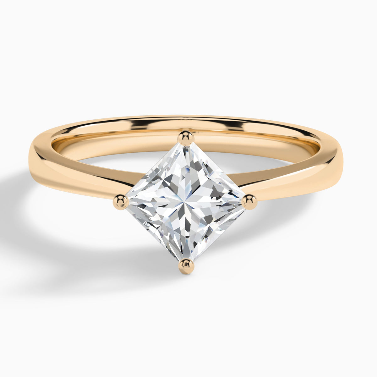 Princess Petal Aurora Four-Prong Lab Diamond Engagement Ring In 14K Rose Gold - Lucenjuri