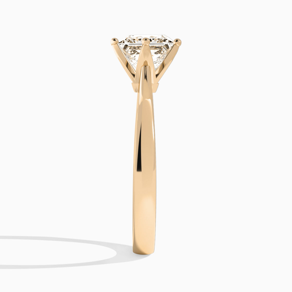 Princess Petal Aurora Four-Prong Lab Diamond Engagement Ring In 14K Rose Gold, Side View