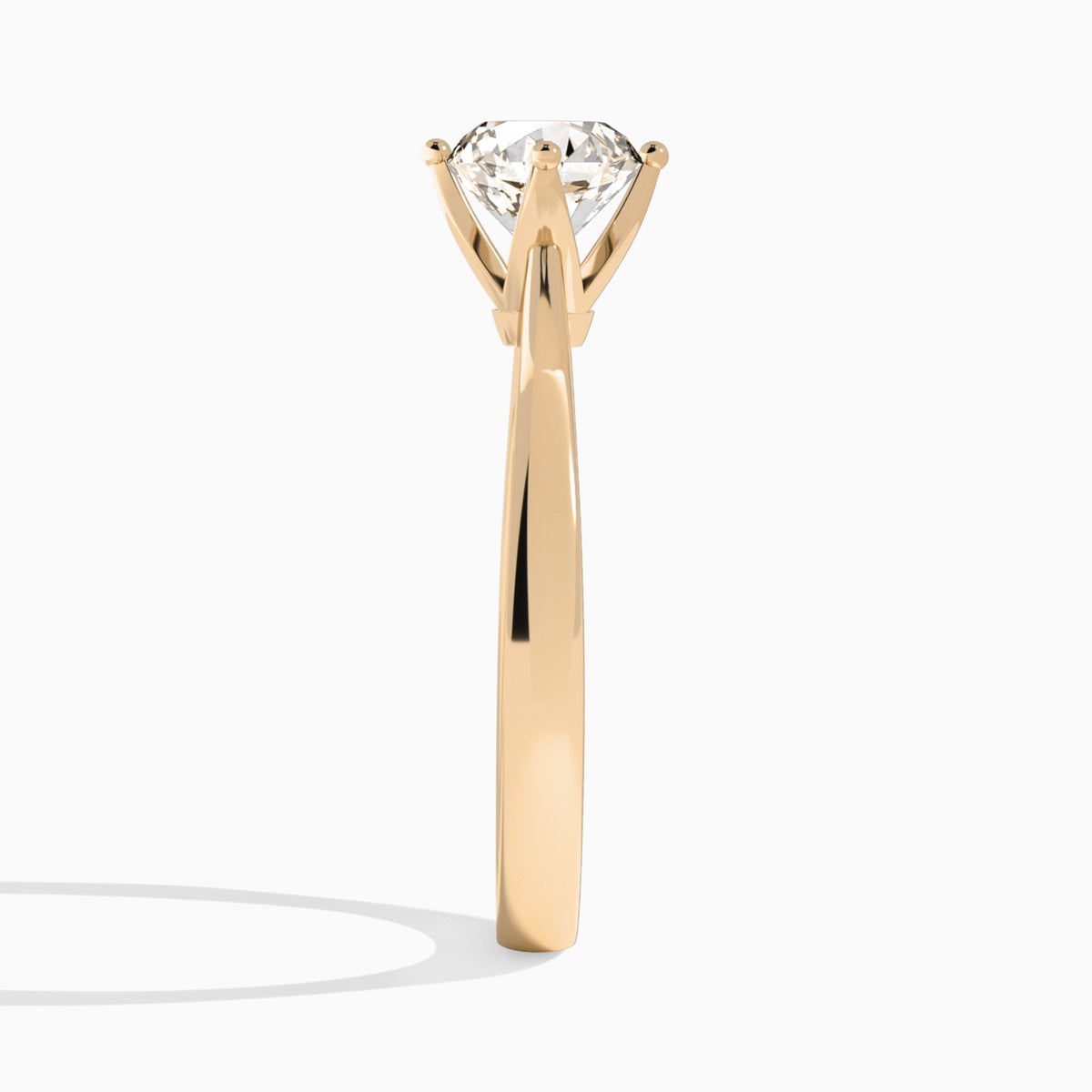 Round Petal Aurora Four-Prong Lab Diamond Engagement Ring In 14K Rose Gold, Side View