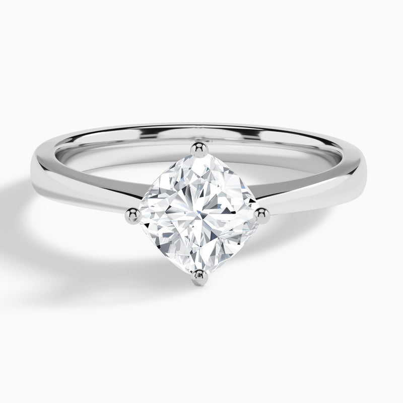 Cushion Petal Aurora Four-Prong Lab Diamond Engagement Ring In 18K White Gold - Lucenjuri