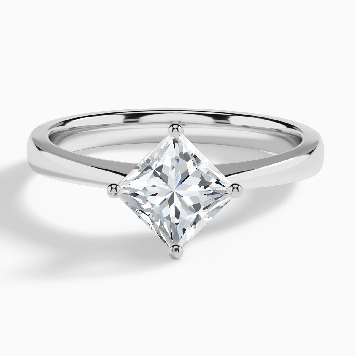Princess Petal Aurora Four-Prong Lab Diamond Engagement Ring In 18K White Gold - Lucenjuri