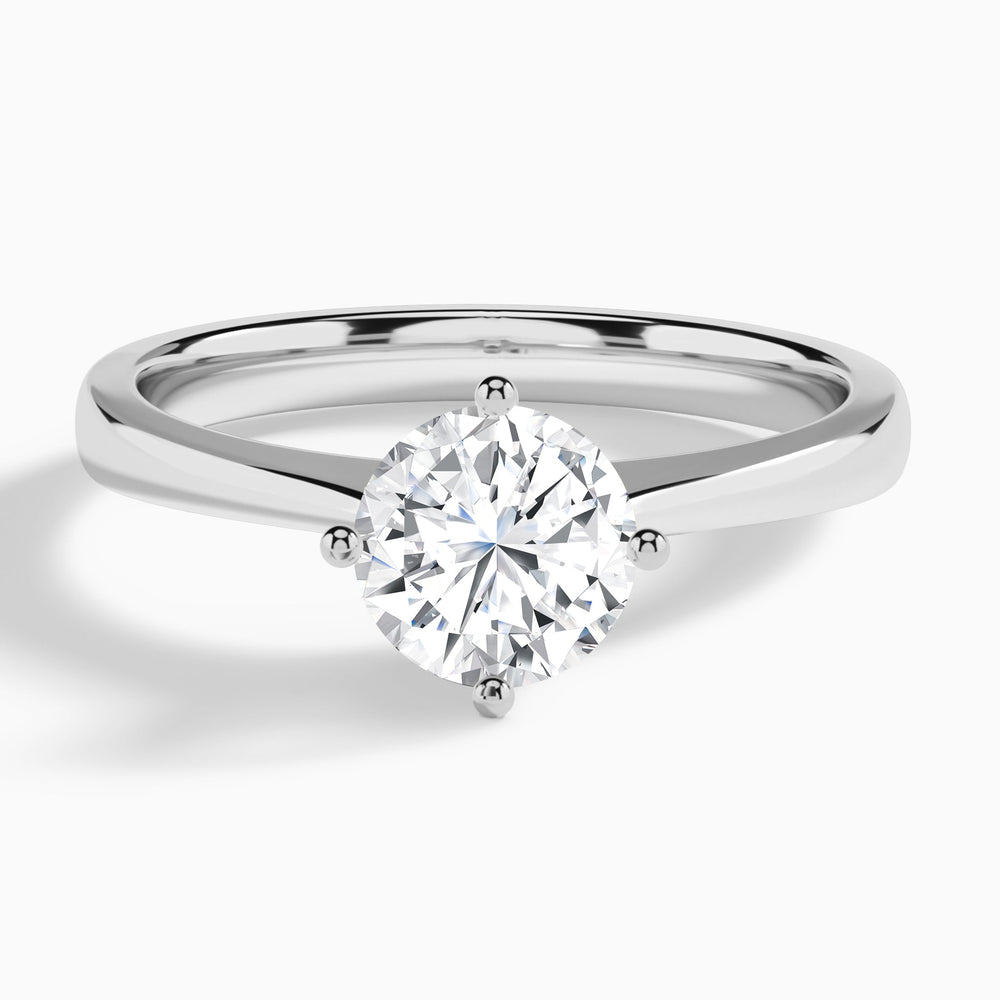 Round Petal Aurora Four-Prong Lab Diamond Engagement Ring In 14K White Gold - Lucenjuri