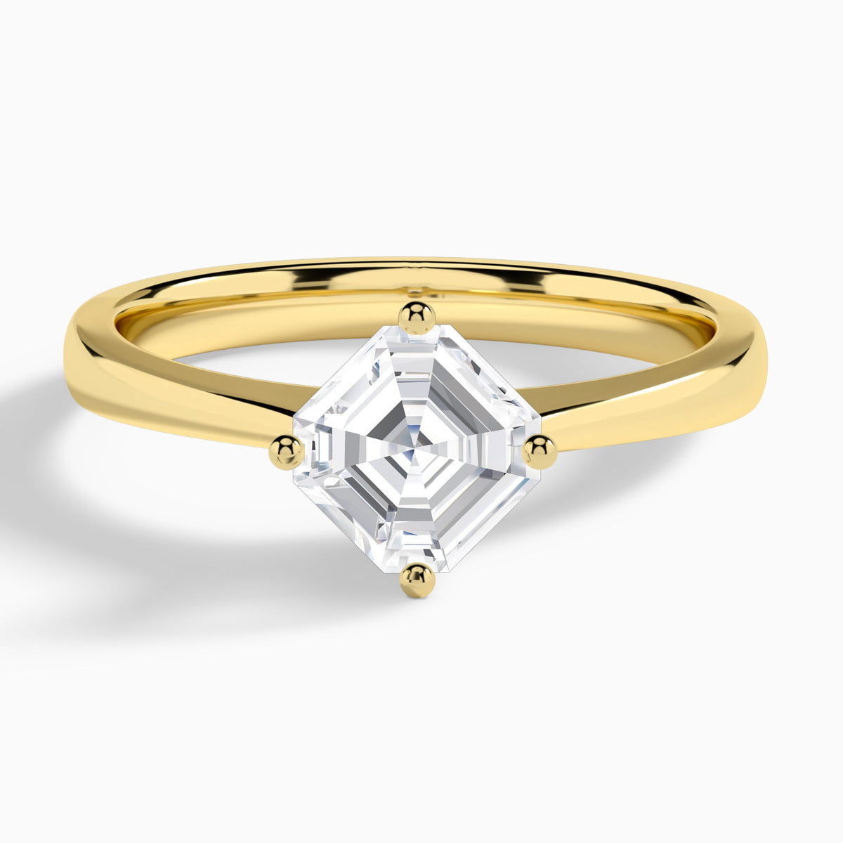 Asscher Petal Aurora Four-Prong Lab Diamond Engagement Ring In 18K Yellow Gold - Lucenjuri