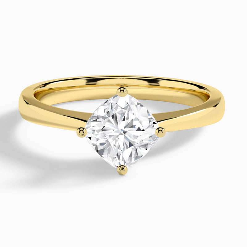 Cushion Petal Aurora Four-Prong Lab Diamond Engagement Ring In 18K Yellow Gold - Lucenjuri