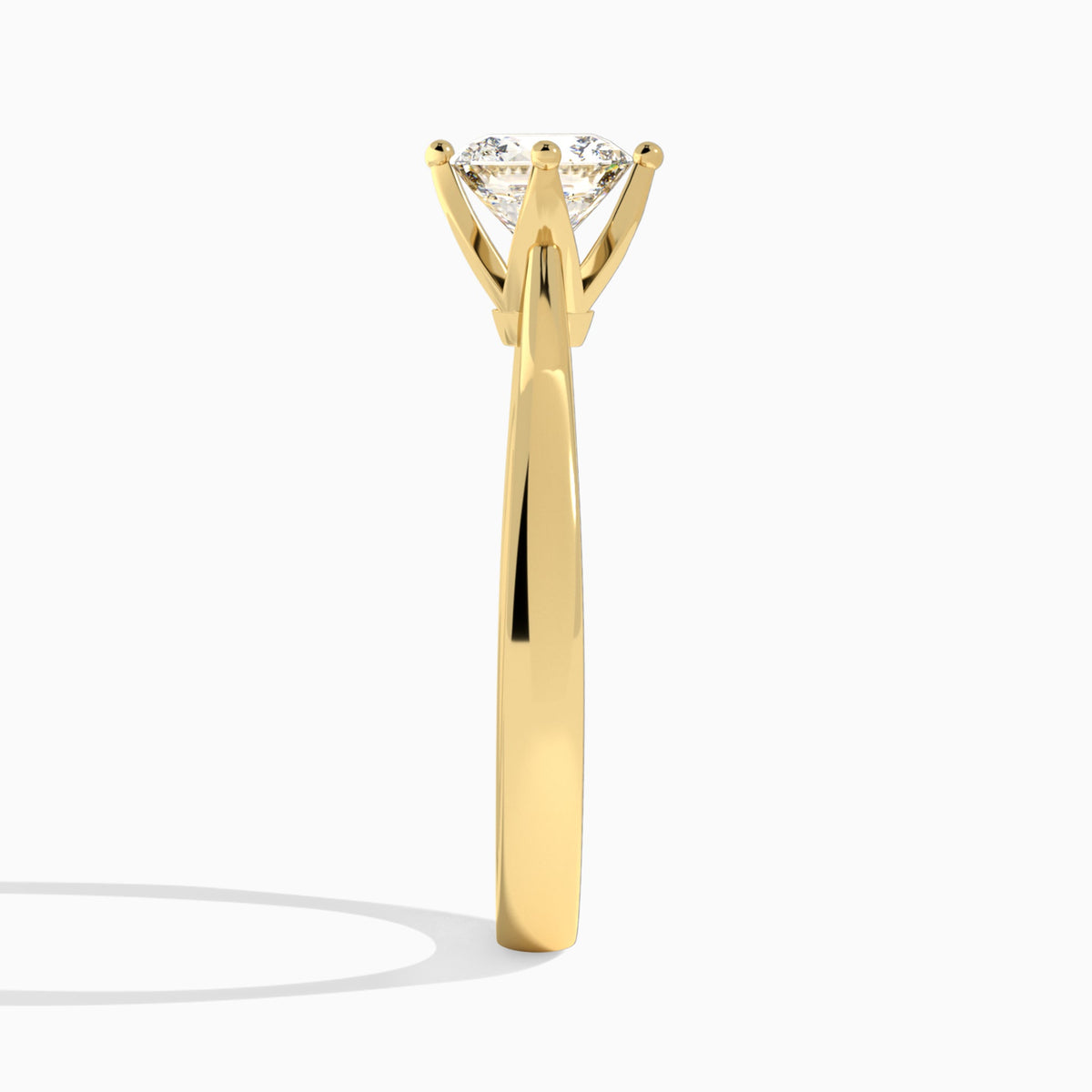 Cushion Petal Aurora Four-Prong Lab Diamond Engagement Ring In 18K Yellow Gold, Side View