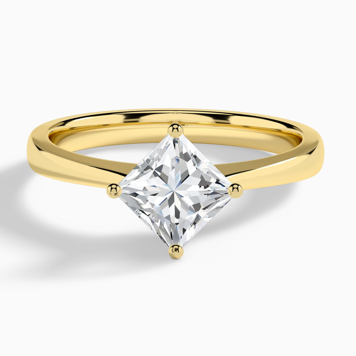 Princess Petal Aurora Four-Prong Lab Diamond Engagement Ring In 18K Yellow Gold - Lucenjuri